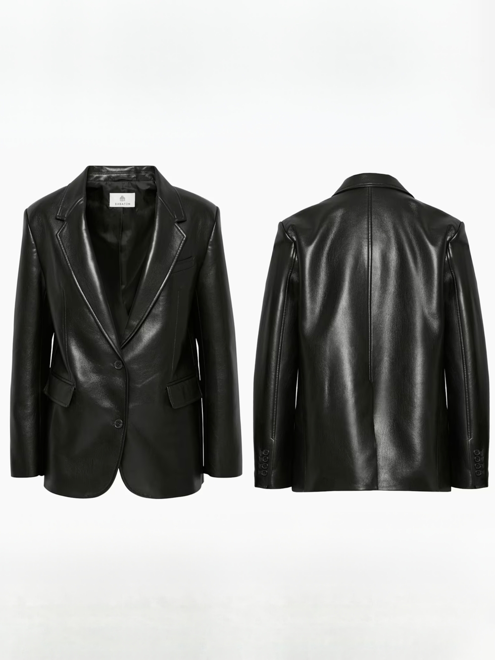 Aritzia Babaton Black Faux Leather Agency Blazer Jacket - Picture 10 of 16